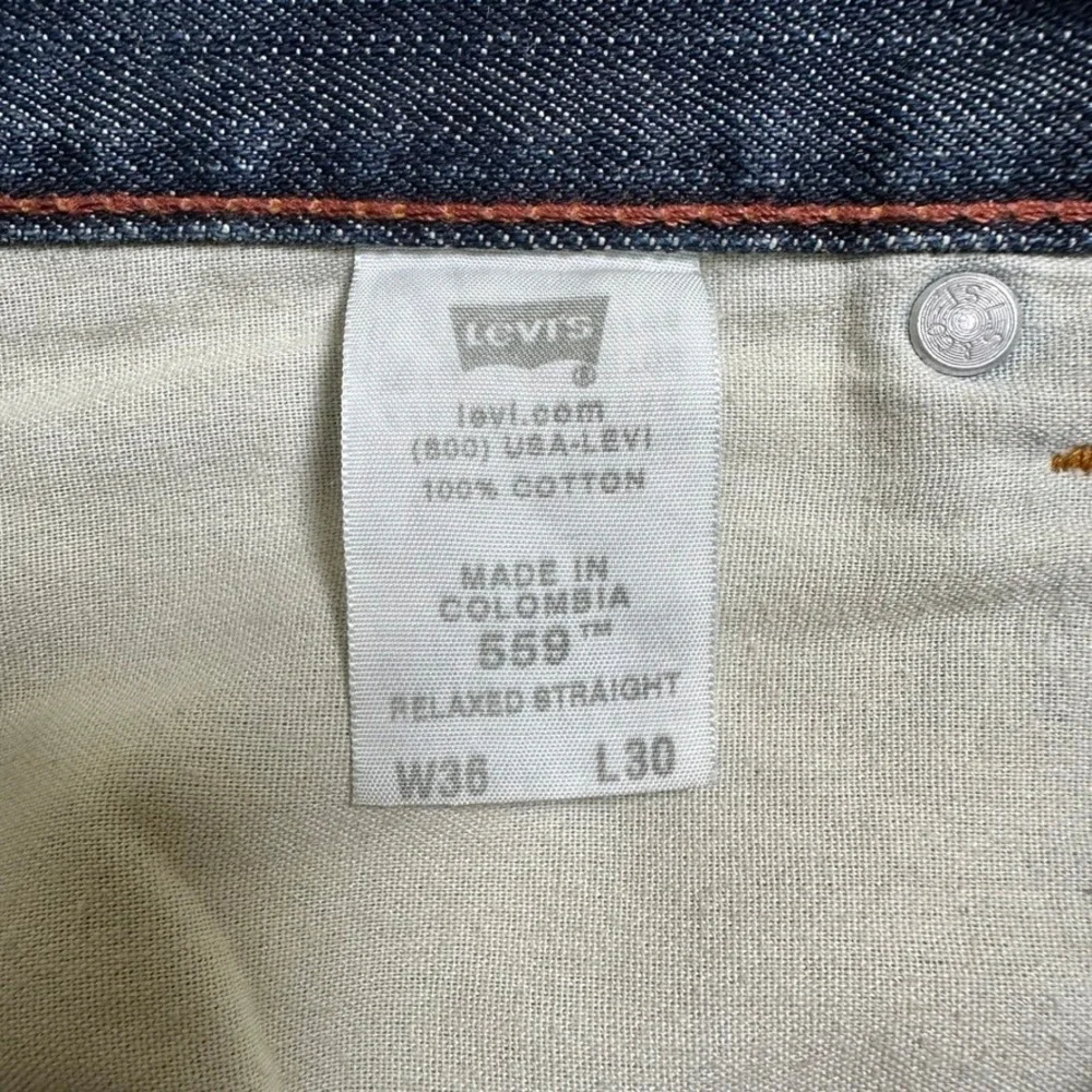 Levis 559 Relaxed Straight Jeans Mens 36x30 Dark Wash Blue Denim 100% Cotton